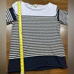 J.Crew Size M Knit Blue White Engineered Stripe Nautical Round Neck Blouse Photo 3