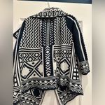 Woven Heart  Ski Drape Open Front Cardigan Nordic Fair Isle Shawl Collar Sweater Photo 5