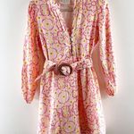 Sail To Sable Long Sleeve Belted Tunic Mini Dress Blush Medallion Print Peach S Photo 3