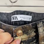 ZARA NWT  Straight Leg Metallic High‎ Rise Foil Jeans Size 2 Photo 4