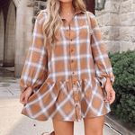Prómesa Orange Plaid Tunic Dress Photo 1