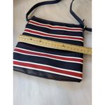 Tommy Hilfiger TOMMY HILFIGER Blue White Red Striped Round Logo VINYL CROSSBODY Purse HAND BAG Photo 11