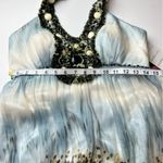 Babydoll Y2K Halter Neck Backless Ball Gown Printed Empire Line Dress Blue Size 10 Photo 13