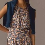 Anthropologie Daily Practice by Cinched Knit Mini Dress Blue Floral XSP Photo 0