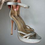 IDIFU‎ Silver Glitter Platform Heels Strappy Ankle Strap Party Prom Shoes Size 8 Photo 0