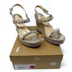 Christian Louboutin Pyradiams 110 Silver Metallic Studded Wedge Sandals EU 39 Photo 0