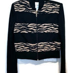 Joseph Ribkoff  Vintage 80s Black and Tan Patterned Zipper Front Jacket Photo 0