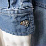 7 For All Mankind Women's Long Sleeve Cold Shoulder Denim Shirt, size S Photo 12