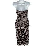 Vintage 80s Pink Black Leopard Ruched Peplum Sleeveless Silk Mini Dress size 4 Photo 5