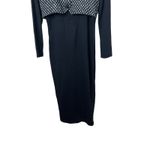 All that jazz Dress Black Long Sleeve Maxi Party Career Vintage 90s Houndstooth Photo 2