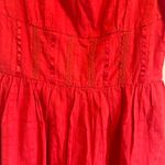 Commence NWT RED Semi-Sheer Solid Square Neckline Short Dress SMALL COTTON  Photo 4