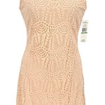 Sharagano  Sleeveless Lace Scallop Hem Sheath Dress Peach Pink Size 8 NWT Photo 0