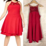 Emerald Sundae Red Lace Top Fit and Flare Dress NEW Size 1X Photo 1
