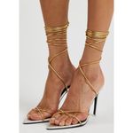 Black Suede Studio Talia Heel Pointy Sandal in Silver Gold 39 New with Box Women Size 8 Photo 12