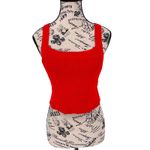 Wilfred Aritzia Cayenne Cropped Open Back Knit Tank Square Neck Red EUC Photo 3