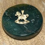 14K Solid Yellow Gold Small Toy Rocking Horse Charm Pendant Photo 2