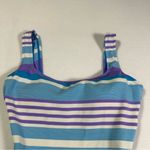 Speedo Vintage  1 Piece Swimsuit Striped Purple Blue White Size 6 Photo 2