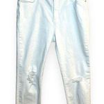 Madewell 9’’ High Rise Skinny Crop Frayed Distressed Jeans in White Size 31 Photo 5