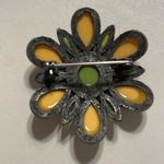 Vibrant Yellow and Green Floral Brooch Photo 1