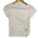 Antistar  Women's White Blouse Medium Ribbed Scrunch Side Baby Tee Photo 0