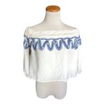 Guess Womens  Jeans Off Shoulder Embroidered Lace Boho 3/4 Sleeve Top - Sz M Photo 1