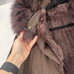 Vintage Real Fur Lined Coat Thinsulate Insulated Hooded Brown Women Size XS Photo 14