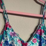 Cinema Etoile Vintage Satin Tank Top French Cut Blue Floral Lace Embroidered Size M Photo 4