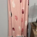 Unbranded Feather Print Pale Pink Sleeveless Long Midi Dress Women's Size XXL Photo 1