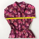 Nanette Lepore  Women's Size 2  Burgundy Floral Pintuck Button Down Shirt Dress‎ Photo 8