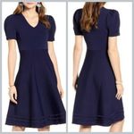 Rachel Parcell Navy Knitted A-line Dress Scalloped Details Photo 1