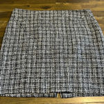 Boston Proper  Tweed  Zippered Mini Skirt Glitter Andrea Behar Black White Gold Photo 0