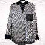 Rag and Bone Rag‎ & Bone Black White Striped Silk Button Down Top Photo 1