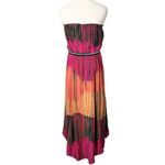 Hunter Bell  Strapless Midi Dress Abstract Colorful Print Size 8 Photo 3