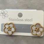 Stainless Steel Floral Elegance Stud Earrings White Photo 4
