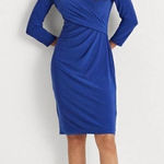 Ralph Lauren LAUREN  Wrap-Front V-neck Jersey blue dress size US 4 Photo 0