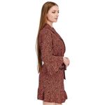 NEW Room Service Intimates Red Black Animal Print Super Soft & Cozy Robe S/M Photo 2