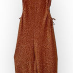 Derek Heart  Bronze Metallic Cutout Jumpsuit NYE Holiday Party Strappy Back S Photo 0