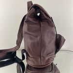 Vintage Dark Brown Genuine Leather Bucket Drawstring Mini Backpack Photo 5