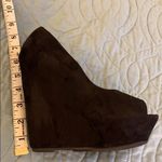 Black suede open toe wedge heels. EUC. Size 6.5 Photo 6