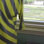 New York & Co. Neck Dressy Yellow Grey Stripe Tee Top Sz Med Photo 2