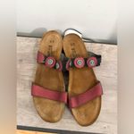 Naot Marissa Slides Sandals Flame Red Maroon Shimmer Leather Womens 41/10 Photo 1