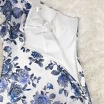 Eliza J Blue Floral Print One Shoulder Sheath Dress Metallic Ruffle Size 6 New Photo 6