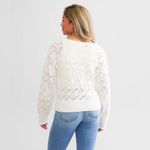 Z Supply  Women’s Kasia Crochet Open Knit Sweater in Ivory Size L Photo 2