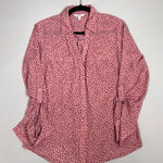 Candie's  Women's Button Down Shirt Roll Tab Sleeve Pink Spotted Print‎ Photo 0