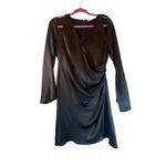 ASTR The Label Black Satin Cold Shoulder Longsleeve Dress Photo 1