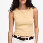 Madewell NWT Light Yellow Smocked Cotton Linen Blend Boatneck Tank - Size: Small Photo 0