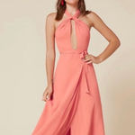 Reformation  Coral Halter Maxi Dress Keyhole‎ Cutout Formal Occasion Party Photo 0
