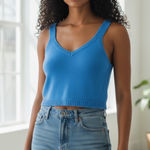 ZARA  Blue Tank Sweater with Alpaca Wool. So Soft. NWT Photo 0