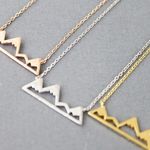 Boutique NEW Women’s White Gold Plated Snowy Mountain Bar Pendant Necklace, 16-18” Photo 2