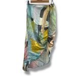 Just Bee Queen Minela Satin Ruched Midi Skirt Multicolor Abstract Size S RTR‎ Blue Photo 2